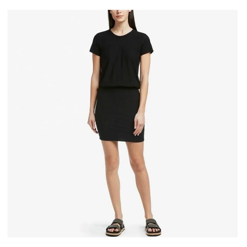 Standard James Perse Black Cotton Modal Blouson T-Shirt Dress Size Medium NWOT